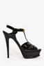 Saint Laurent Black Patent Leather Tribute Platform Heels Size 38