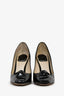 Christian Dior Black Patent Leather Block Heel Pumps Size 37.5