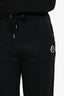 Moncler Black Cotton Logo Patch Draw Strings Sweat Pants Size S