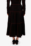 Gucci Black/Red Contrast Stitch Tiered Skirt with Belt Size 38