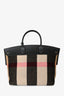 Burberry Black/Multicolour Novacheck Leather Wool Society Tote with Strap