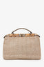 Fendi Beige Raffia and Snakeskin Large Peekaboo Satchel Bag