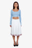 Gucci White/Red Trimmed Pleated Midi Skirt Size M