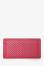 Pre-loved Chanel™ 2016 17 Magenta Chevron Lambskin Long Boy Wallet