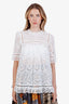 Zimmermann White Cotton Eyelet Short Sleeve Top Size 2