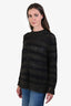 Acne Studios Black Olive Green Cotton Mohair Blend Ladder Knit Sweater Size XXS