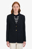 Burberry Navy Cotton Blend Single Button Blazer Jacket Size 8