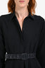 Max Mara Studio Navy Button Down Belted Shirt Dress Size 36