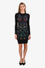 Alexander McQueen Black Floral Long Sleeve Midi Dress Estimated Size S