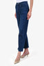 Jean Paul Gaultier Dark Blue Cotton High Waisted Wide Leg Rambler Zip Ankle Jeans Size 25