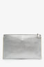 Prada Silver Metallic Saffiano Leather Clutch