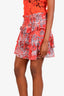 IRO Red Printed Ruffle Mini Skirt Size 40