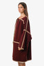 Chloe Burgundy/Tan Wool Angora Blend Asymmetrical Knit Jacket Size XS