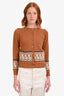 Gucci x Angela Lynne Brown Wool GG Jacquard Pattern Cardigan Size 10 Kids