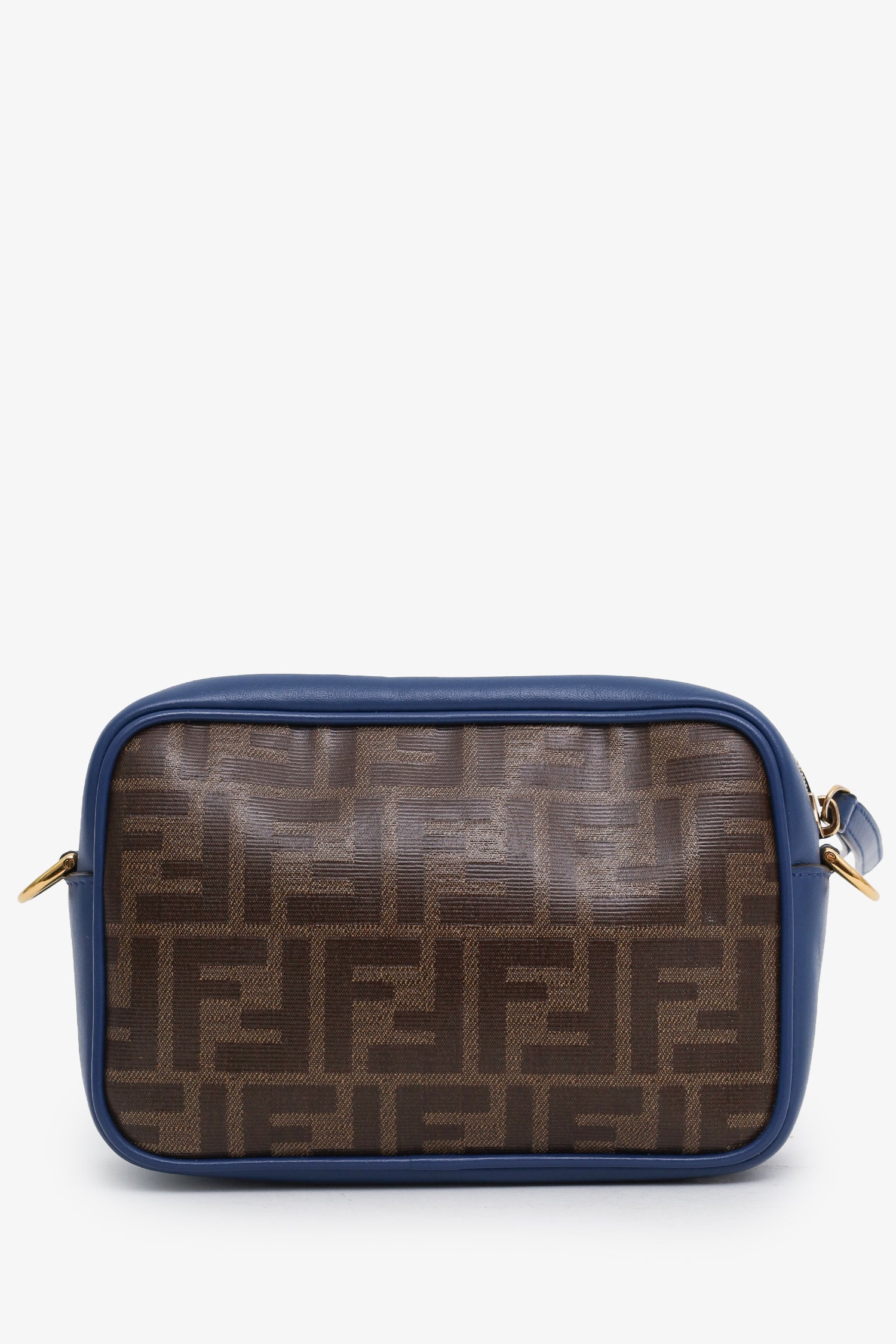 Fendi Blue/Brown Coated Canvas FF Logo Mini Camera Bag with Strap
