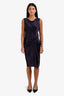 Lanvin Violet Silk Draped Midi Dress Size 40