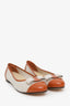 Salvatore Ferragamo Brown Leather and Canvas Bow Ballet Flats Size 10
