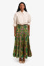 La Double J Green/Pink Cotton Poplin Maxi Skirt Size S