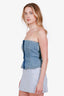 Ganni Blue Washed Denim Crystal Bustier Top Size 38