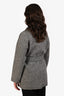 Loro Piana Black/White Herringbone Cashmere Silk Belted Short Coat Size L