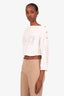 Pre-loved Chanel™ White Cotton CC Logo Cropped Sweater Size 38