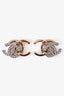 Pre-loved Chanel™ Silver Tone Strass Interlocking Double CC Stud Earrings
