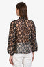 Ulla Johnson Black/Gold Sheer Long Sleeve Blouse Size S