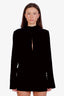 Saint Laurent Black Velvet High Neck Long Sleeve Mini Dress Size 38