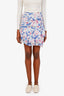 Isabel Marant Pink/Blue Printed Silk Mini Skirt Size 38