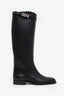 Hermès Black Leather Kelly Buckle Jumping Boot Size 38
