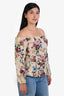 L'Agence Beige/Multi Floral 'Alice' Off Shoulder Blazer Size 8