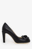 Pre-loved Chanel™ Black Leather CC Camellia Pumps Size 37