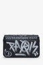 Balenciaga Black Leather Graffiti Print BB Round Bag