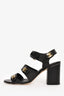 Pre-loved Chanel™ Black Leather CC Turnlock Heeled Sandals Size 38C