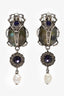 Alexander McQueen Silver Toned Green/Purple June Bug Drop Earrings