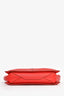 Celine Red Leather Trifold Clutch with Chain
