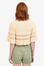 Isabel Marant Cream Crocheted Three-Quarter Sleeve Crop Top Size 36