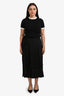 Simone Rocha Black Satin Pleated Midi Skirt Size 12 UK