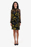 Moschino Black/Yellow Silk Happy Face Graphic Sheer Button Down Dress