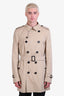Burberry Beige Belted Mid-Length 'Kensington' Trench Coat Size 52