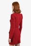Self-Portrait Red Tweed Crystal Button Pocket Long Sleeve Mini Dress Size S