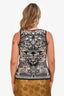 Roberto Cavalli Black Cream Jacquard Tank Top Size 42