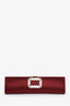 Roger Vivier Red Satin Crystal-Embellished Clutch