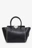 Valentino Black Calfskin Leather Small Rockstud Tote Bag with Strap