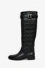 Christian Dior Black Cannage Leather Riding Boots Size 38