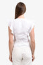 Ganni White Cotton Ruffle Sleeve Wrap Top Size S
