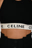 Celine Black Rib Knit Logo Tape Detail Crop Tank Top Size S