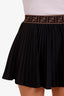 Fendi Black Pleated FF Logo Waistband Mini Skirt Size 38