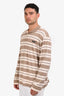 Miu Miu Brown/Cream Cotton Striped Long Sleeve Jersey Polo Size L