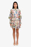 Alexis Cream/Multicolour Floral Long Sleeve Ruffle Mini Dress Size XS